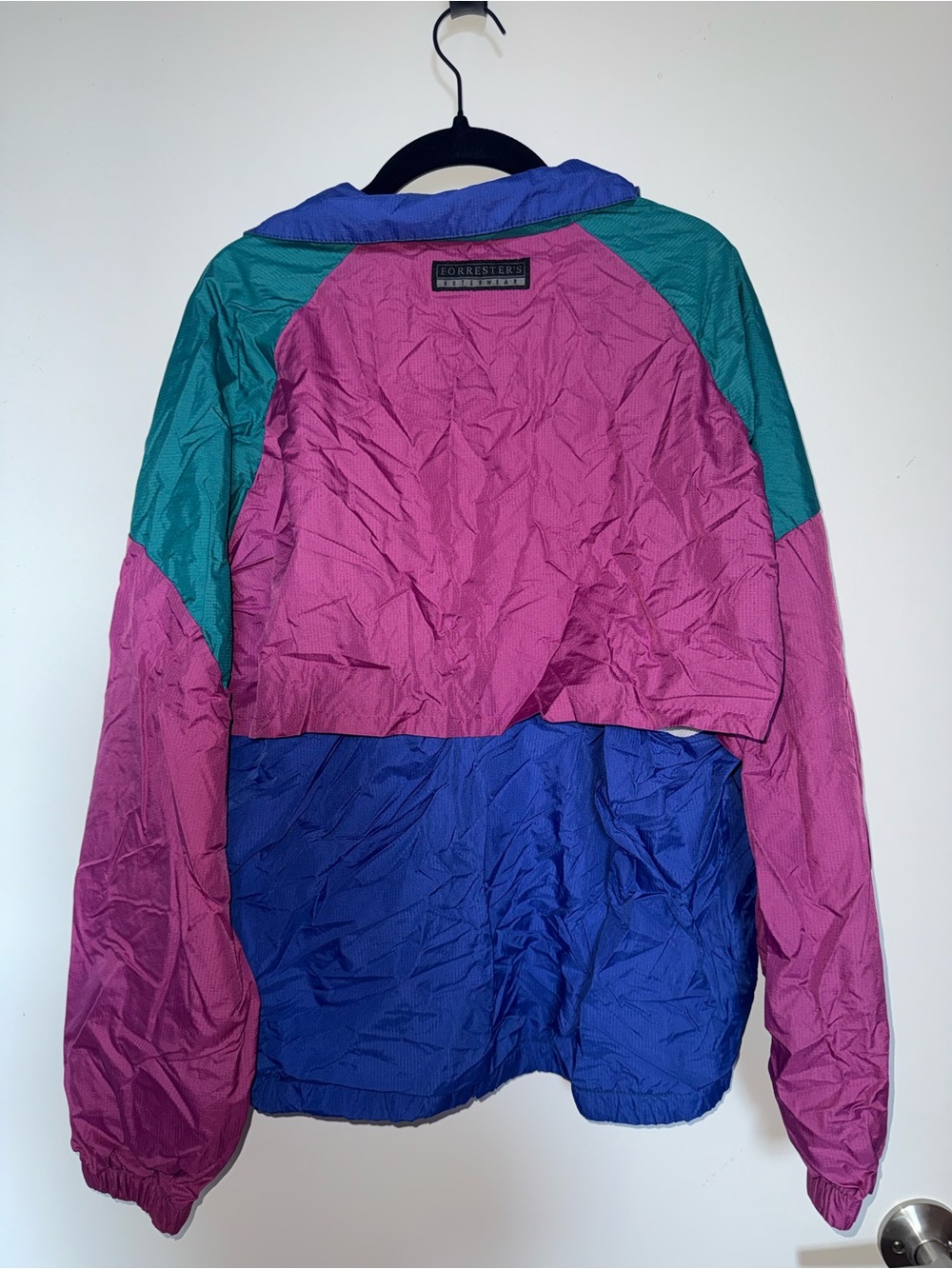 Vintage Colorblock Windbreaker Jacket - Teal, Purple & Royal Blue - Picture 4 of 4